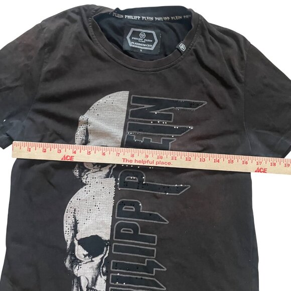 Philipp Plein Brown Platinum Cut Skull Graphic T-Shirt S - Picture 4 of 9